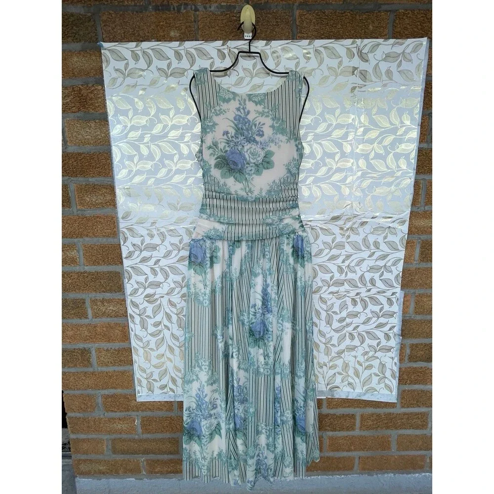 Abercrombie & Fitch Floral Maxi Dress M Coquette Cottagecore Knit Sleeveless