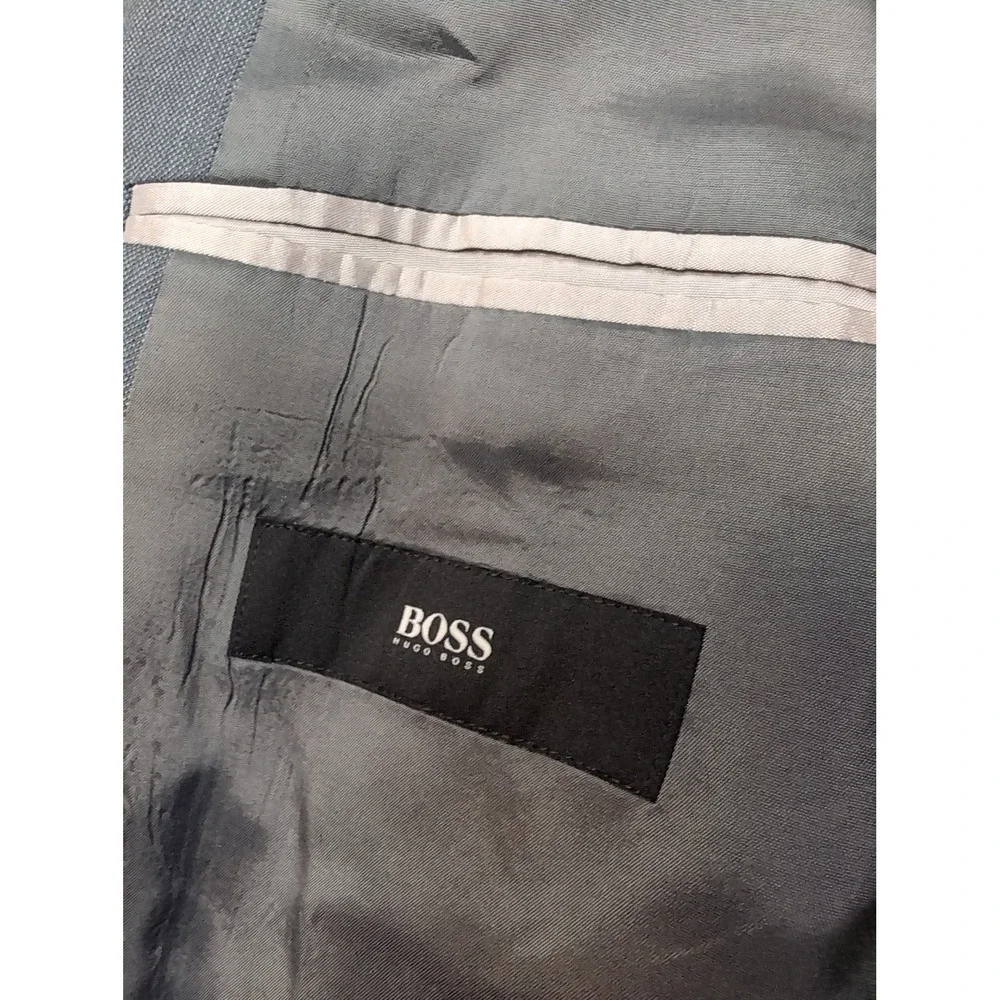 BOSS Hugo Boss Men's Dark Grey‎ Pinstripe Suit Jacket Blazer 42L