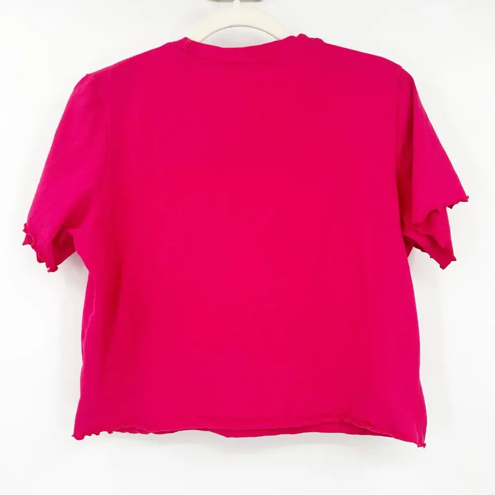 Nike Girls Sportswear Energy Boxy Frilly Flower Sunflower Swoosh Logo Boxy Tee L