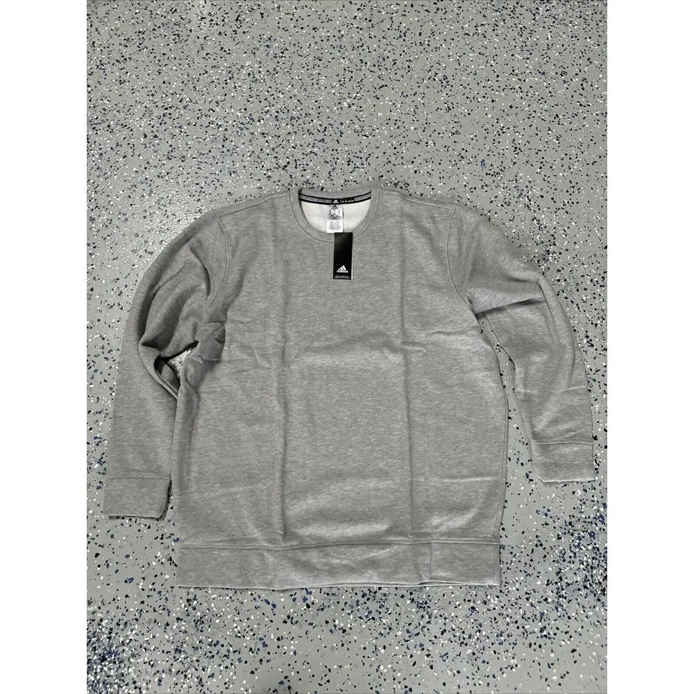 Adidas Mens Sweatshirt Gray Small Crew Pullover Fleece Sweater NWT‎ New