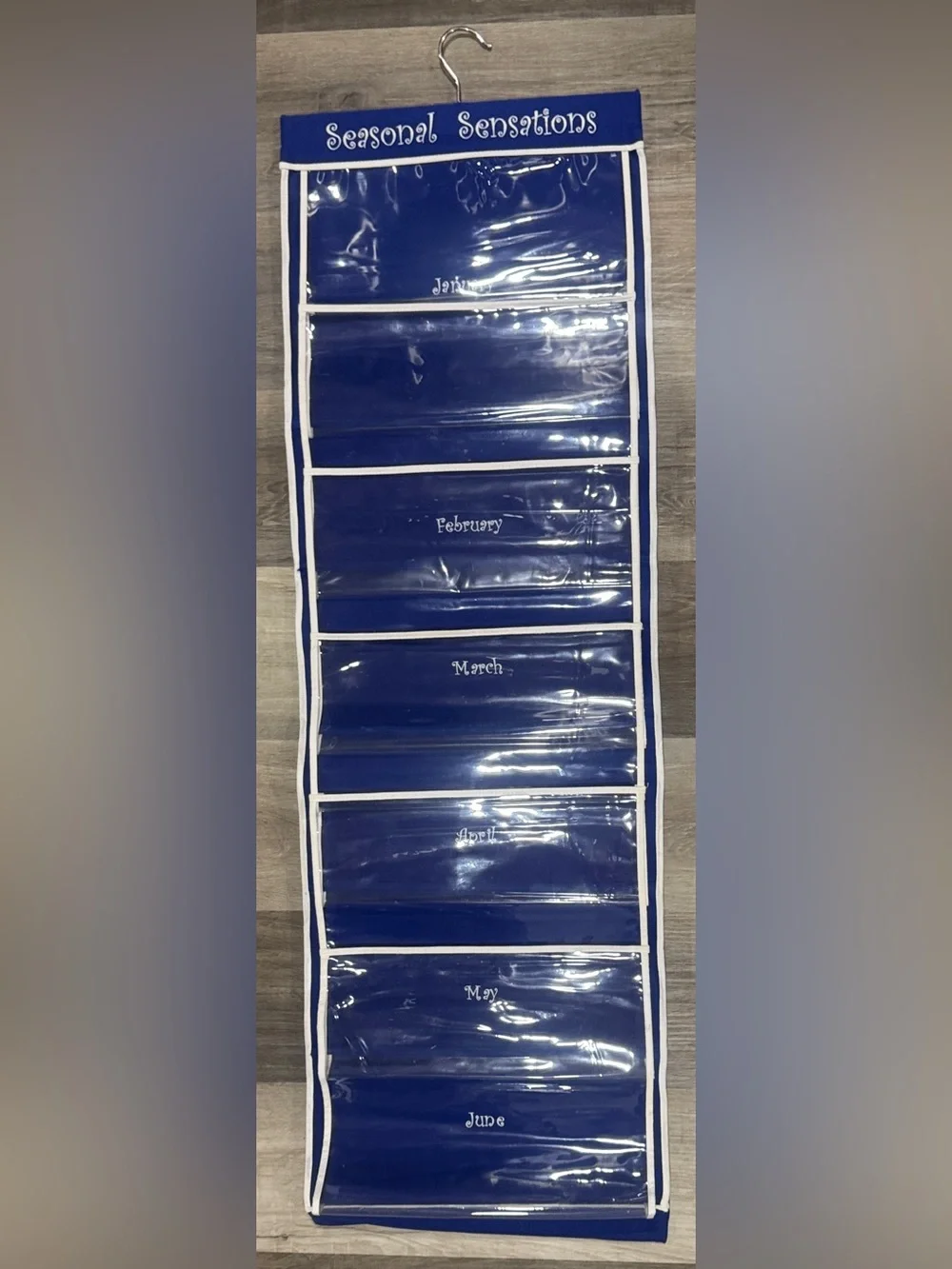 Blue 12-Monthly Pocket Hanging Organizer  44”x15”