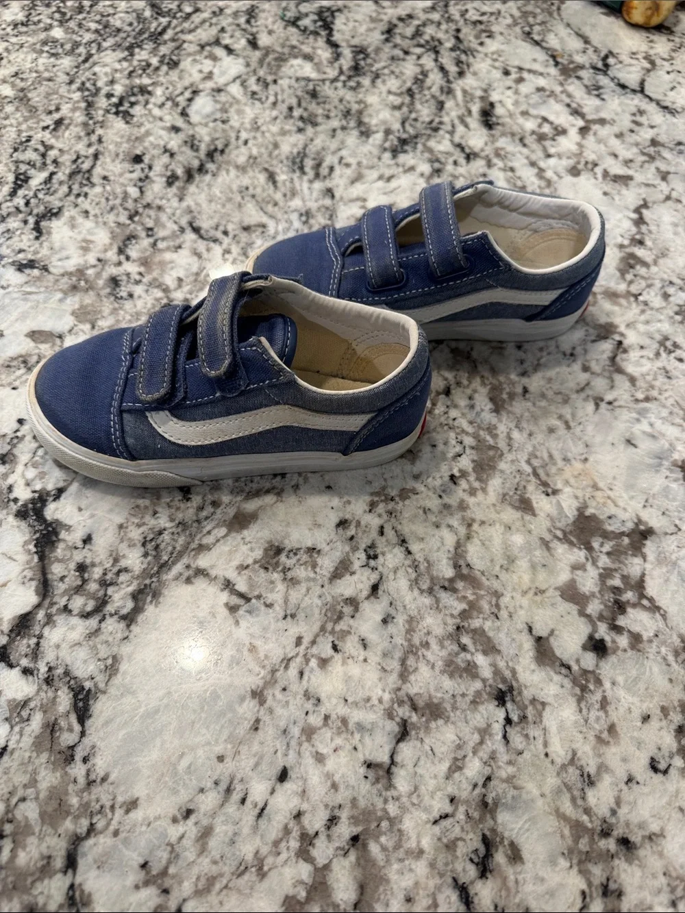 Kids Vans Navy Canvas Velcro Sneakers
