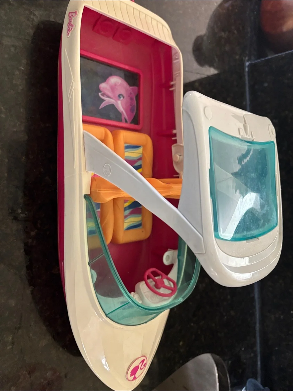 Barbie branded speedboat