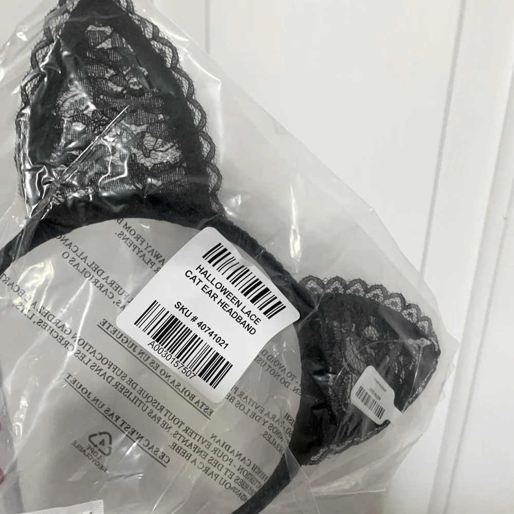 Torrid Lace Cat Ears Headband Halloween Costume Accessory - Black - NEW