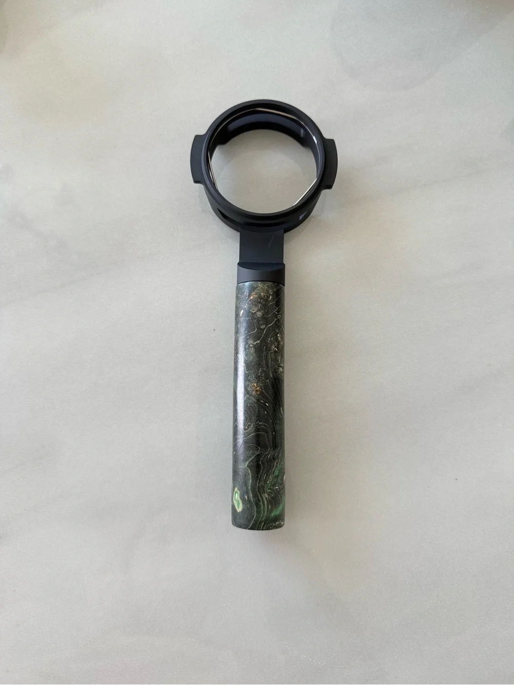 Premium Black and Green Marble Portafilter Handle for Espresso Machines