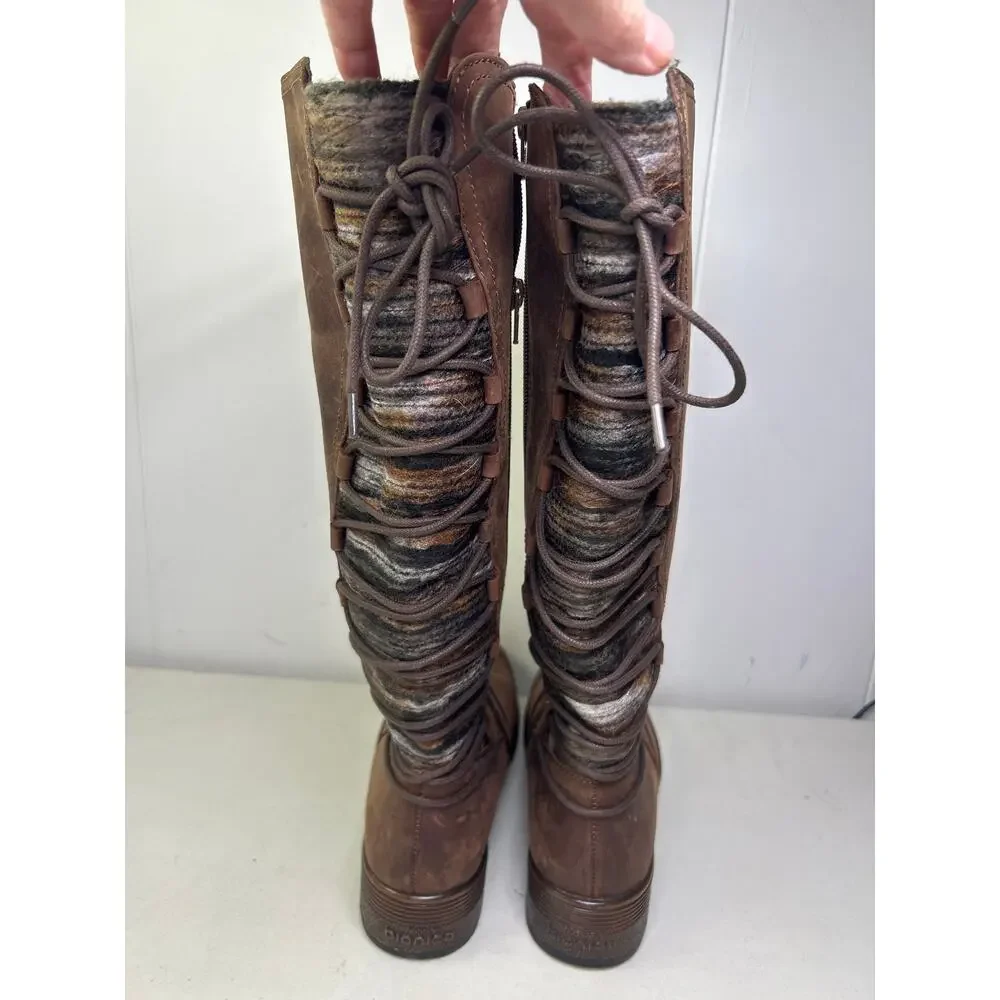 BIONICA Epping Aztec Brown Leather Waterproof Tall Boots Womens 7.5M NWOB