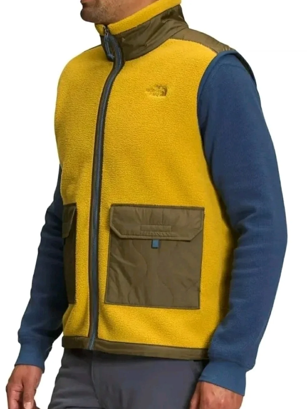 THE NORTH FACEMen's Royal Arch Full Zip Fleece Vest Size L Color Mineral Gold