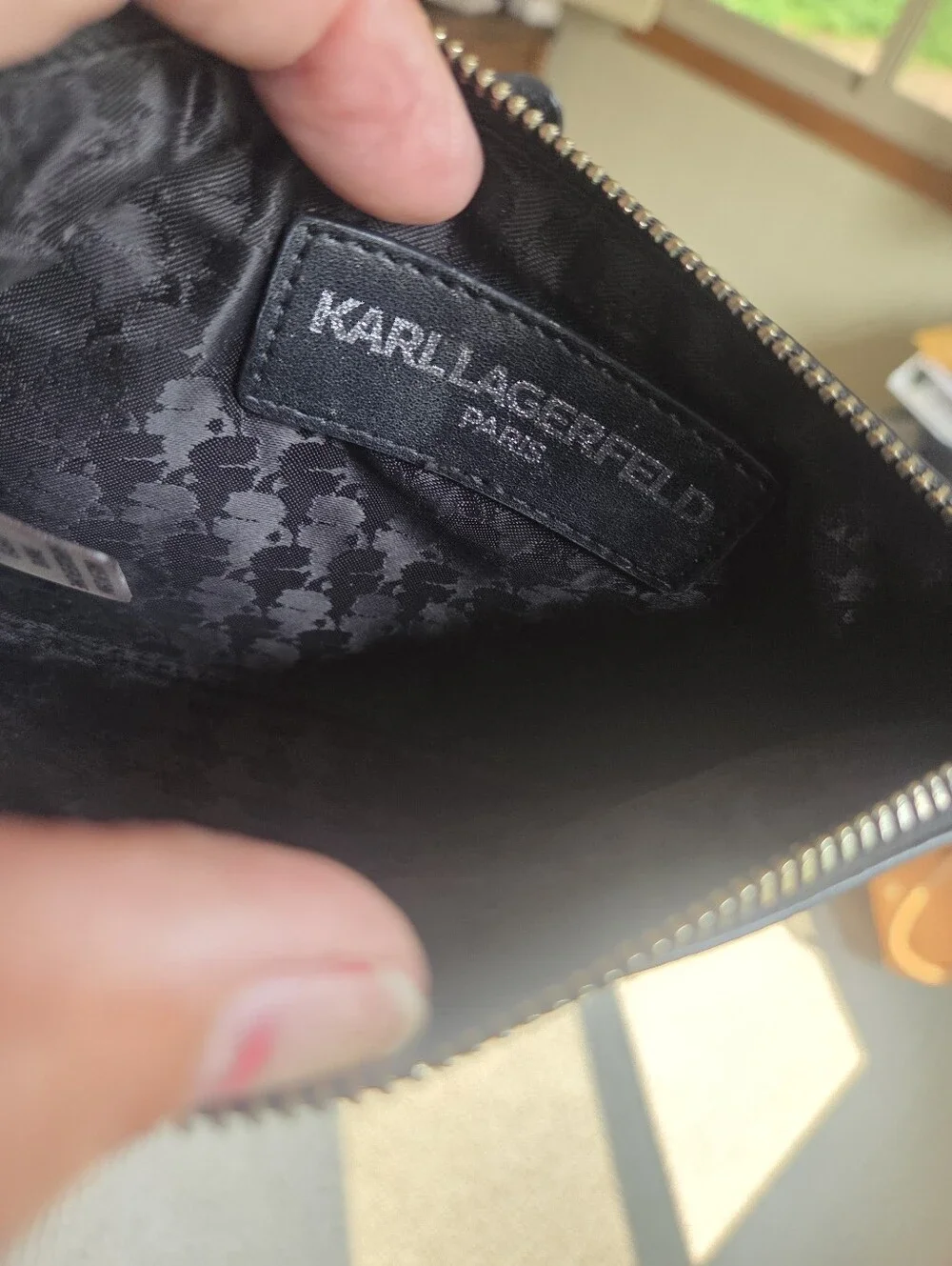 NEW Karl Lagerfeld Hot Pink Wristlet with Black Logo Pattern