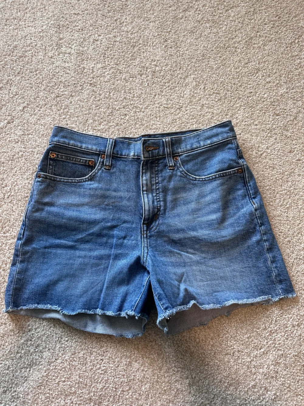J. Crew Distressed Mid-Blue Denim Shorts