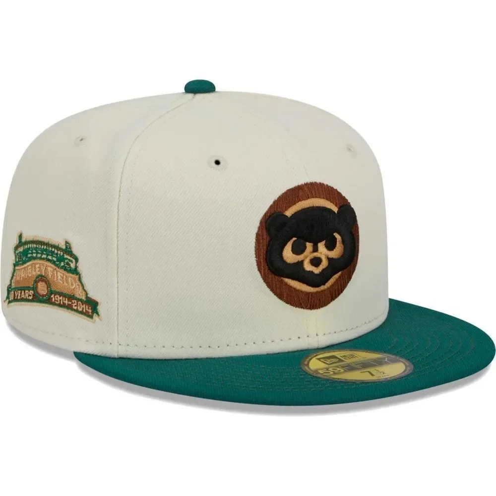 New Era 59Fifty Chicago Cubs White Cooperstown Collection Camp Fitted Hat‎ Nwt