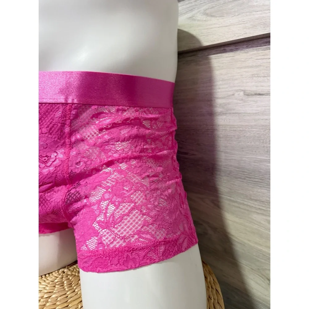 Cosabella Men's Never Say Never Hot Pink Lace‎ Boxer Trunk Size L