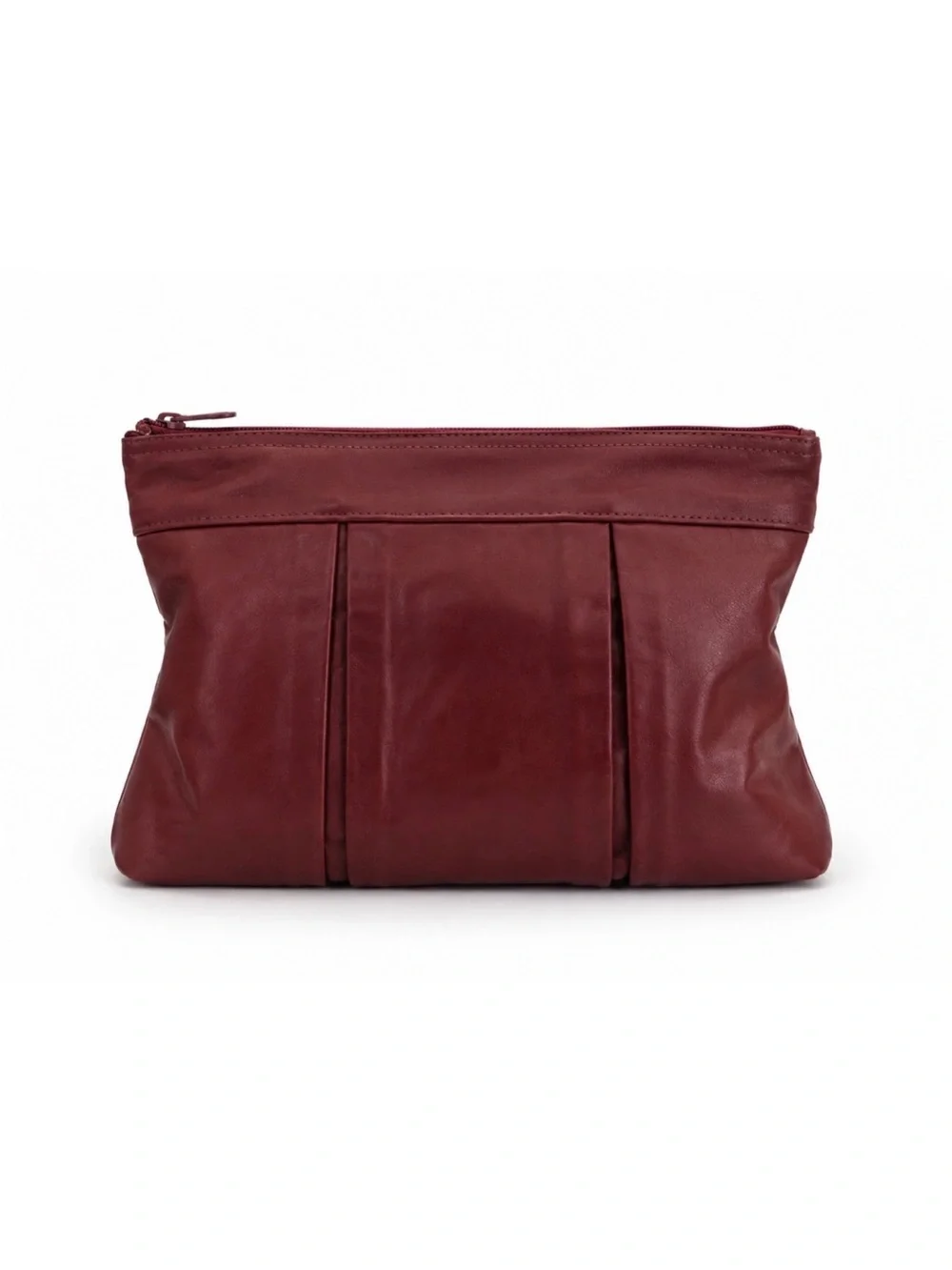 ♥️ Vintage Leather Clutch in Deep Wine Brick Red Burgundy Travel Accessories Bag