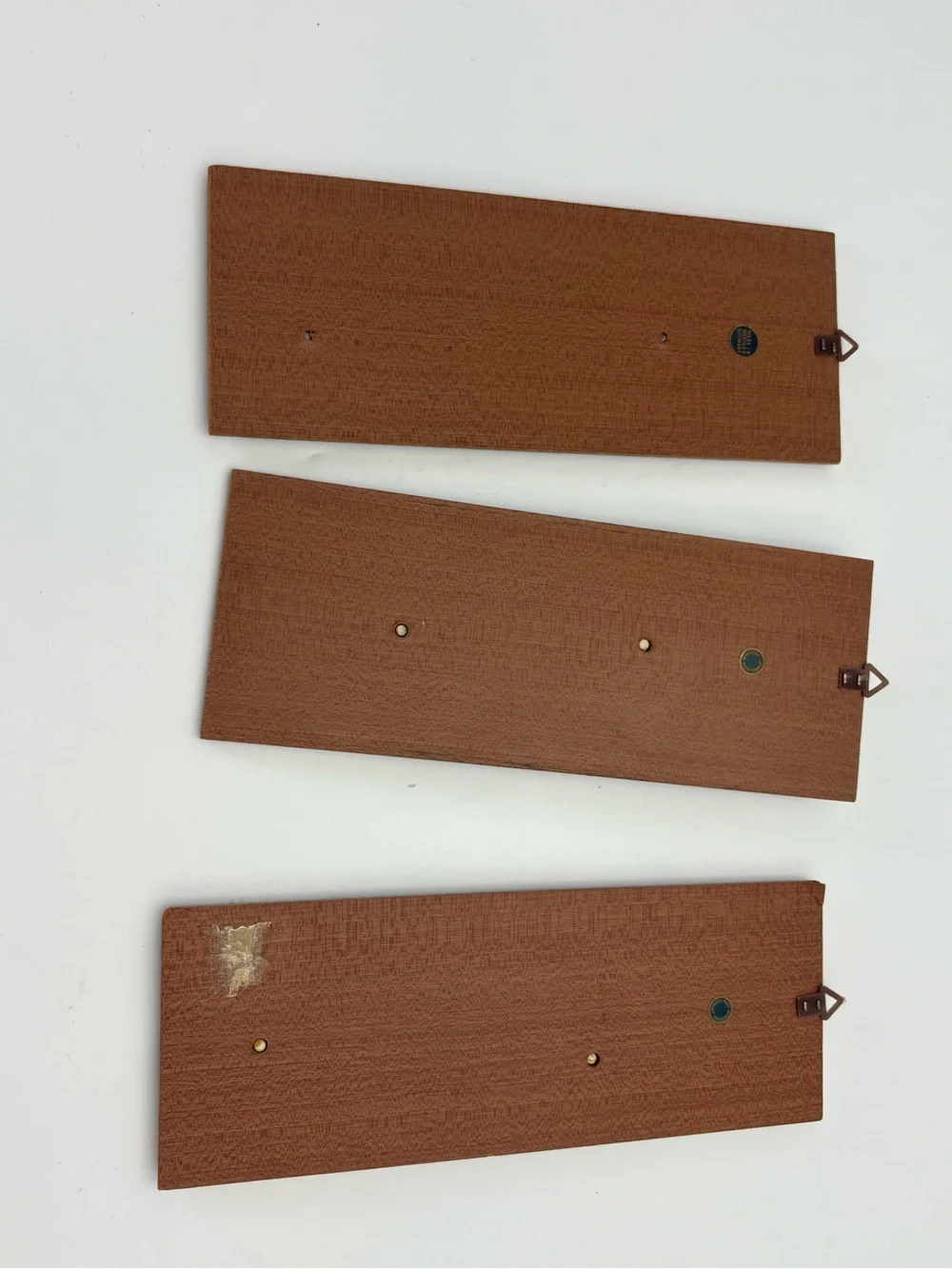 Set of 3 Mid-Century Modern Carved Wall Plaques in Brown and Cream