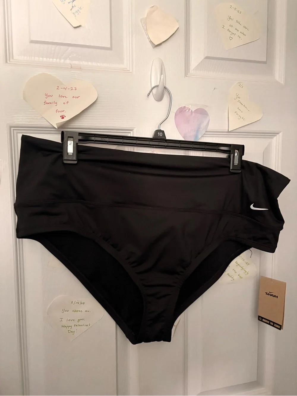 Nike Black High-Waist Bikini Bottoms with Swoosh NWT 2x Competitive