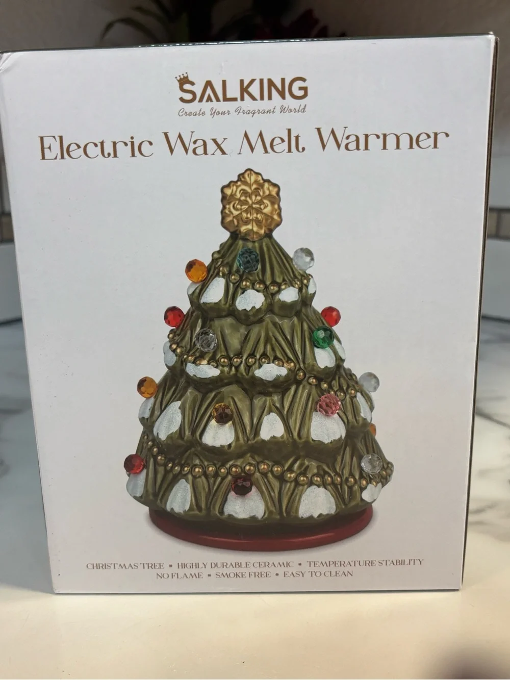 Electric Ceramic Christmas Tree Wax Melter & Nightlight Duo