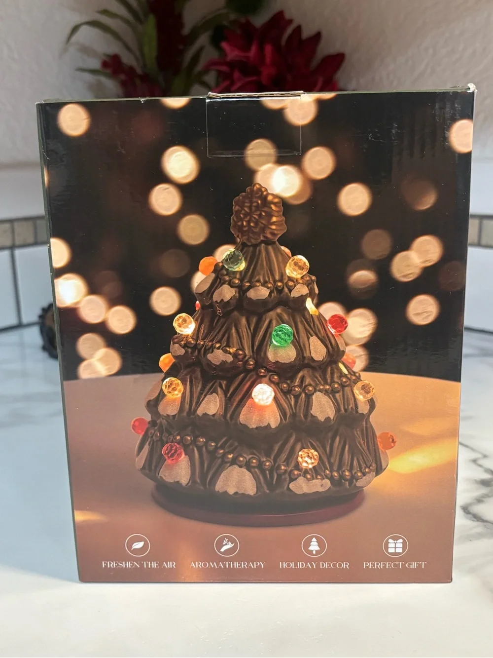 Electric Ceramic Christmas Tree Wax Melter & Nightlight Duo