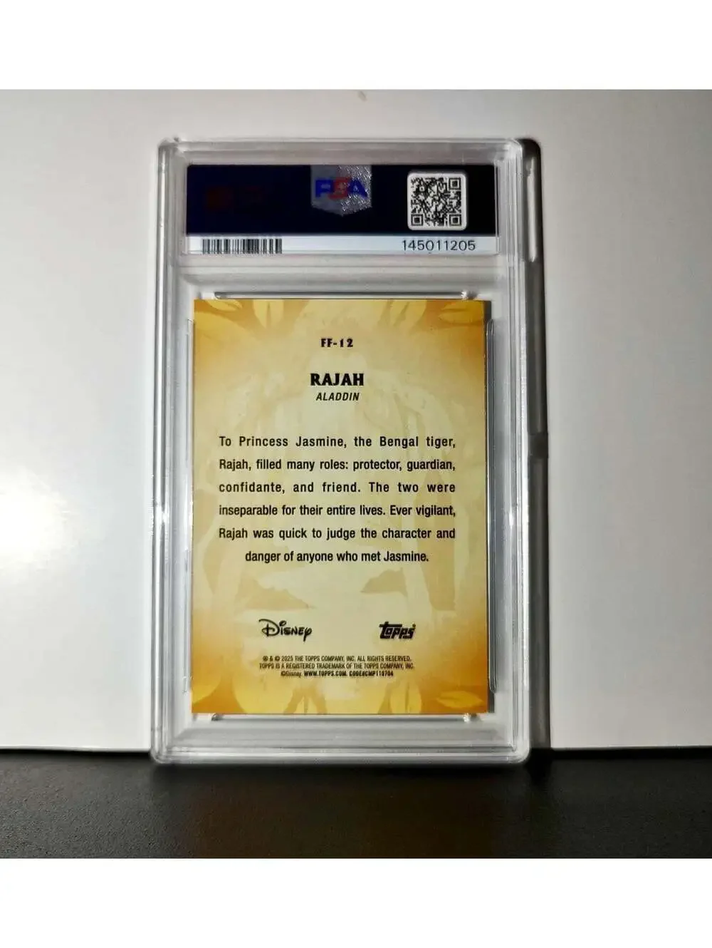 Rajah 2025 Topps Disney #FF-12 Furry Friends Card Aladdin PSA 9