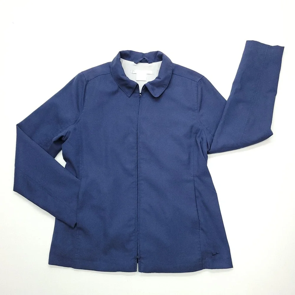 Nike Golf Jacket Women Medium Blue Full Zip Lined Long Sleeve Windbreaker‎ Golf