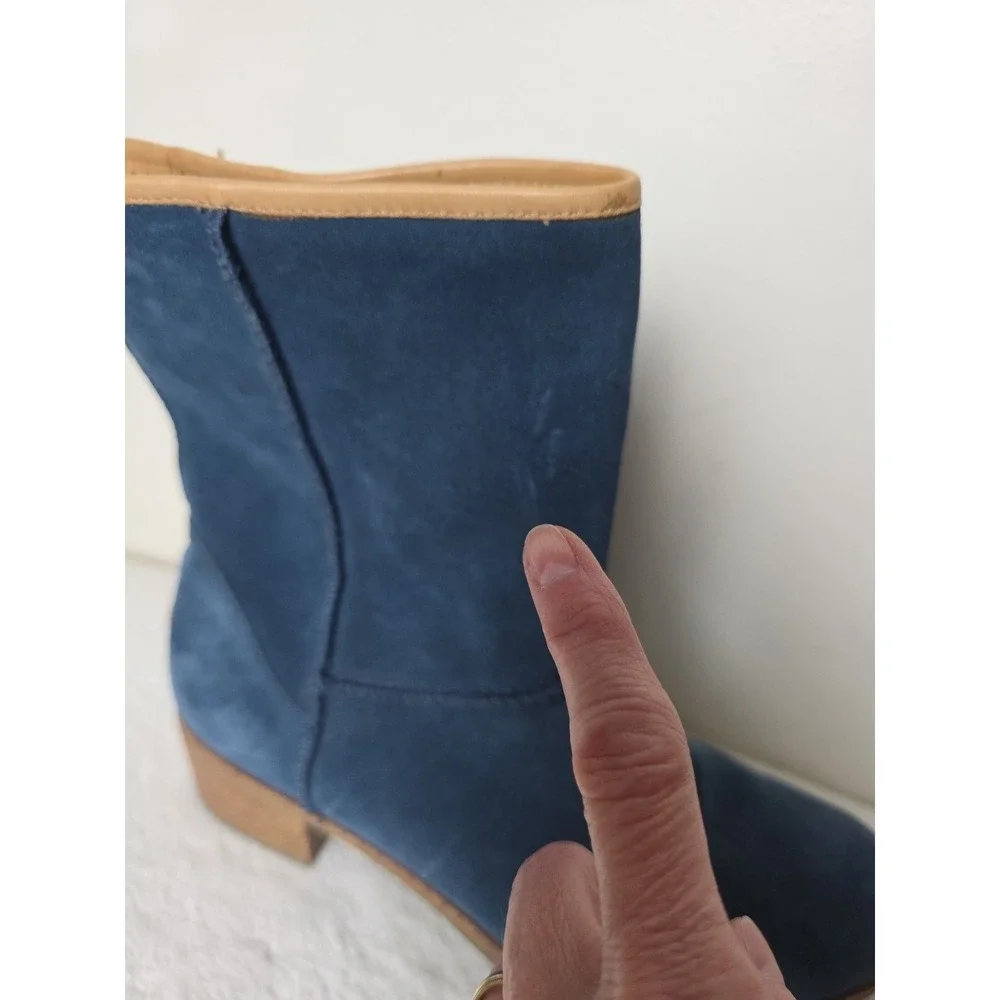 UGG Womens Cyrindra‎ Boot Size 9 Blue Suede Slouch Pull On Bootie Low Block Heel
