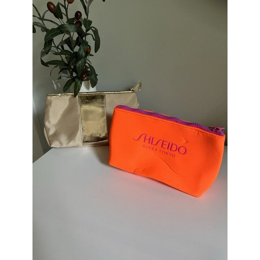 Shiseido Ginza Tokyo Cosmetic Bag Set- Neon Orange & Gold Pouches