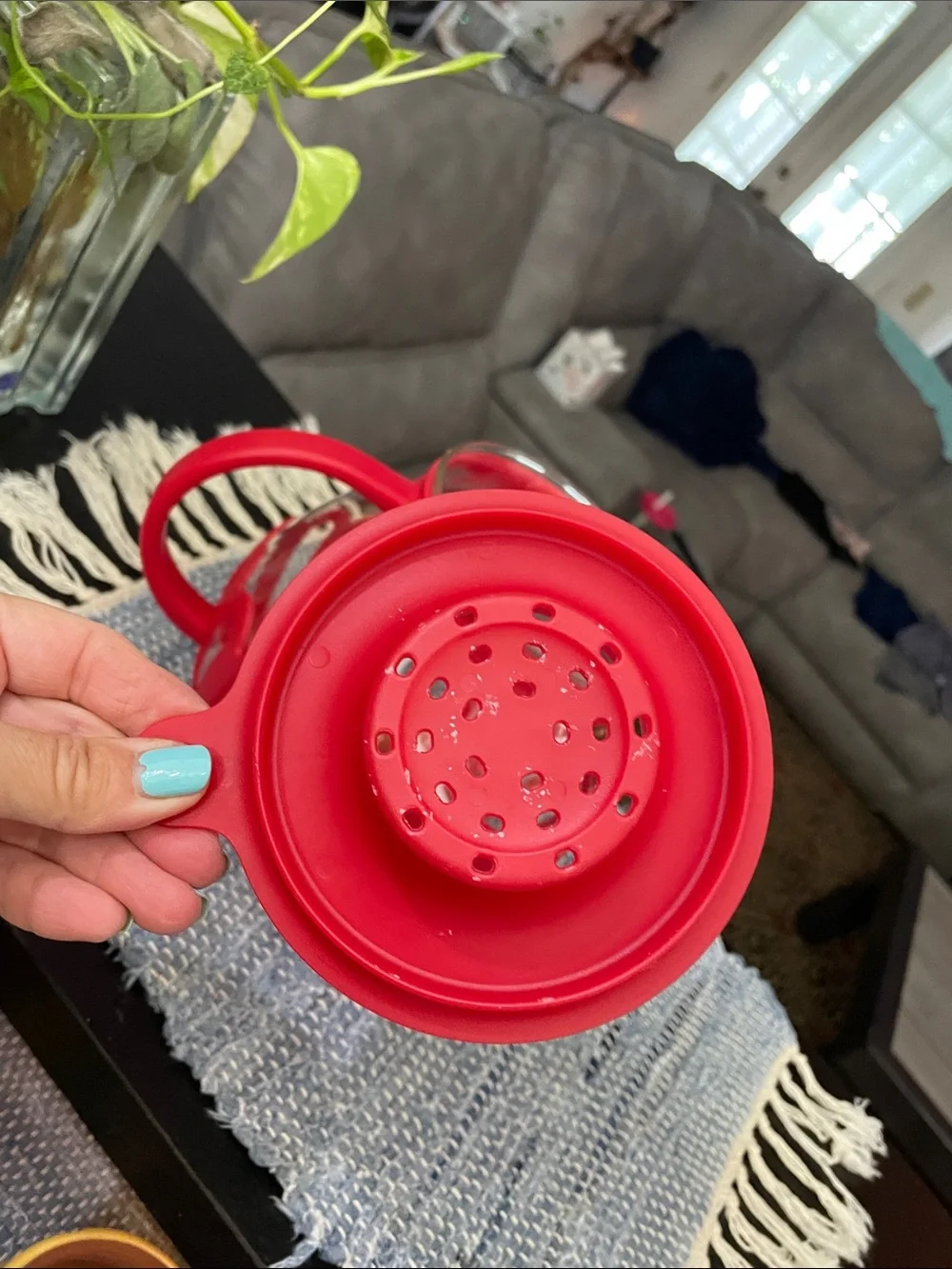 3 Qt Red Silicone-Trim Popcorn Maker with Handle