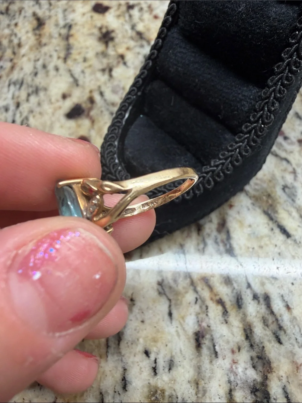 10K Gold Blue Marquise Stone Gold-Tone Women's Ring