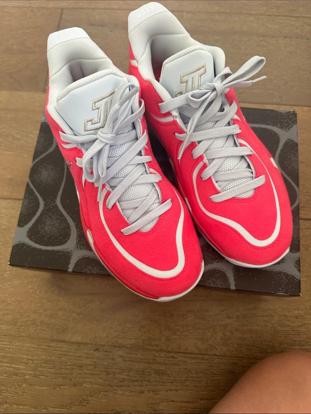 Jordan Tatum siren red Nike Sneakers with metallic silver logo