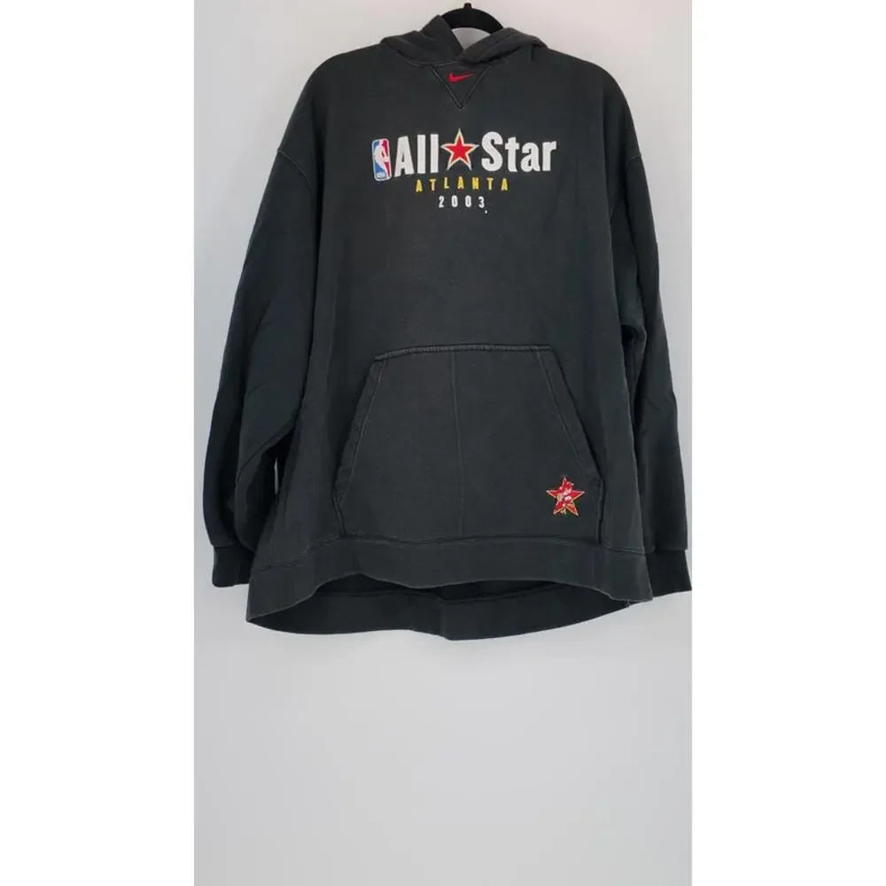 Nike NBA All-Star Atlanta 2003 Hoodie Black‎ Cotton Pullover Sweatshirt XL