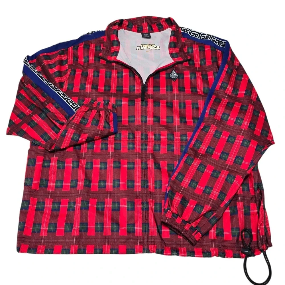 Nike‎ Giannis Coming to America Track Jacket Red Plaid Prince Akeem 2XL