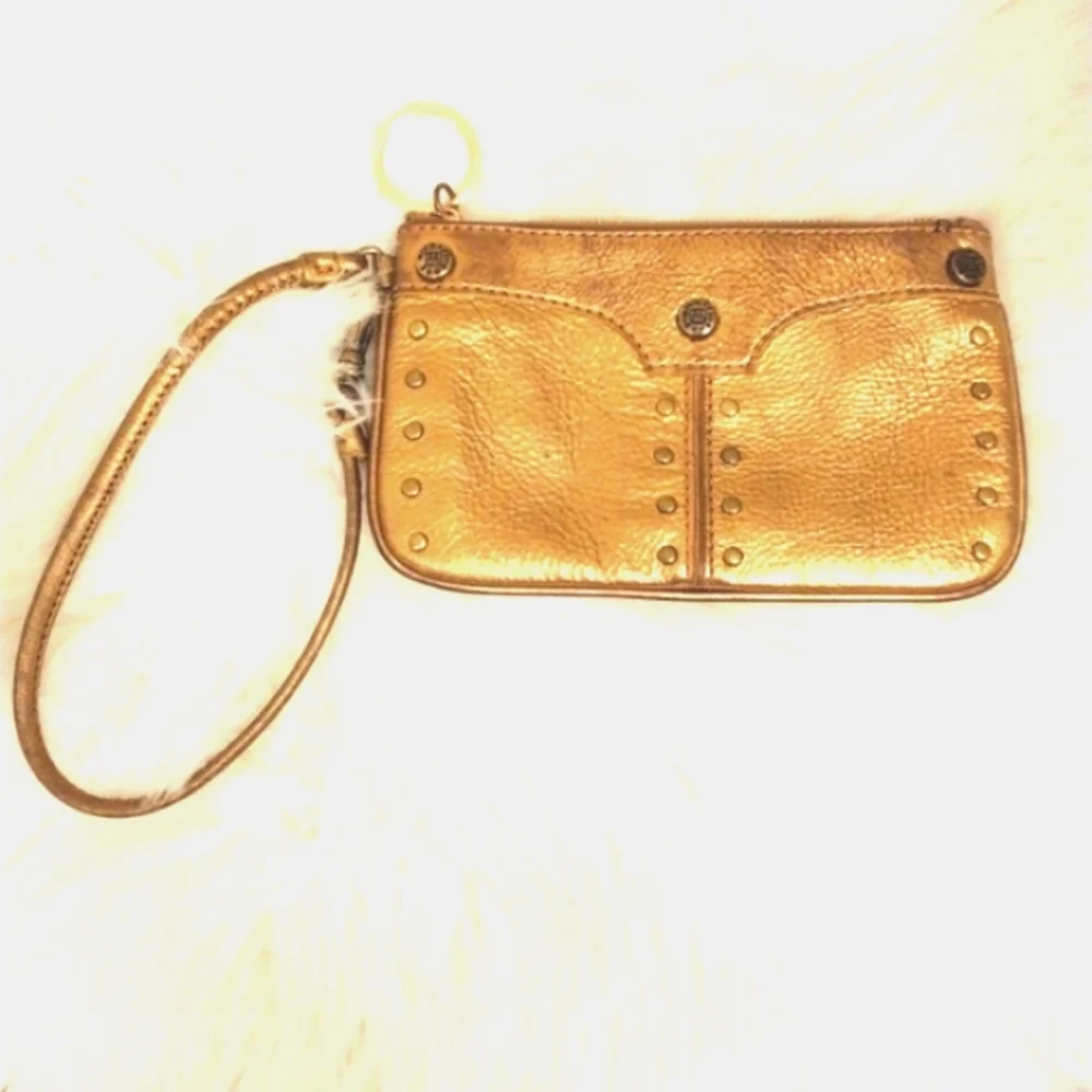 Michael Kors GOLD Leather‎ Wrist Pouch Coin Bag 9
