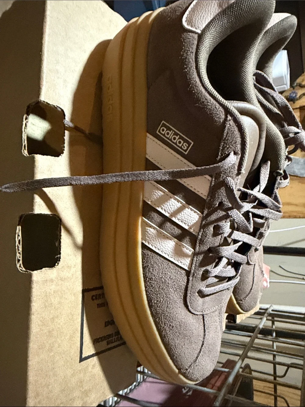 adidas Brown Suede Sneakers with White Stripes