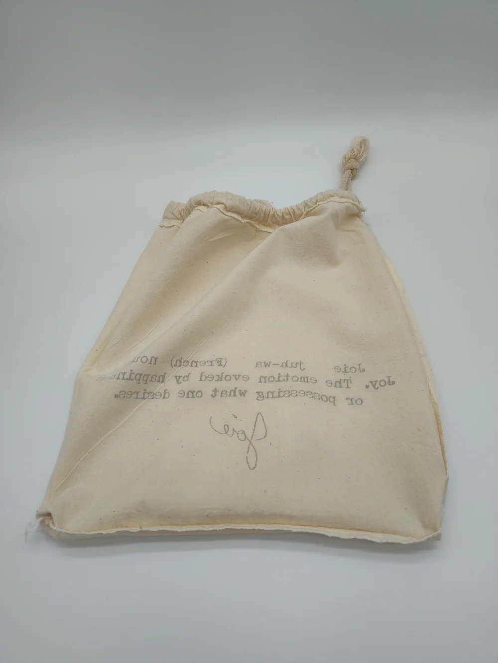 JOIE Juh-Wa French Definition Drawstring Dust Bag Cotton Canvas Pouch 12x11 EUC