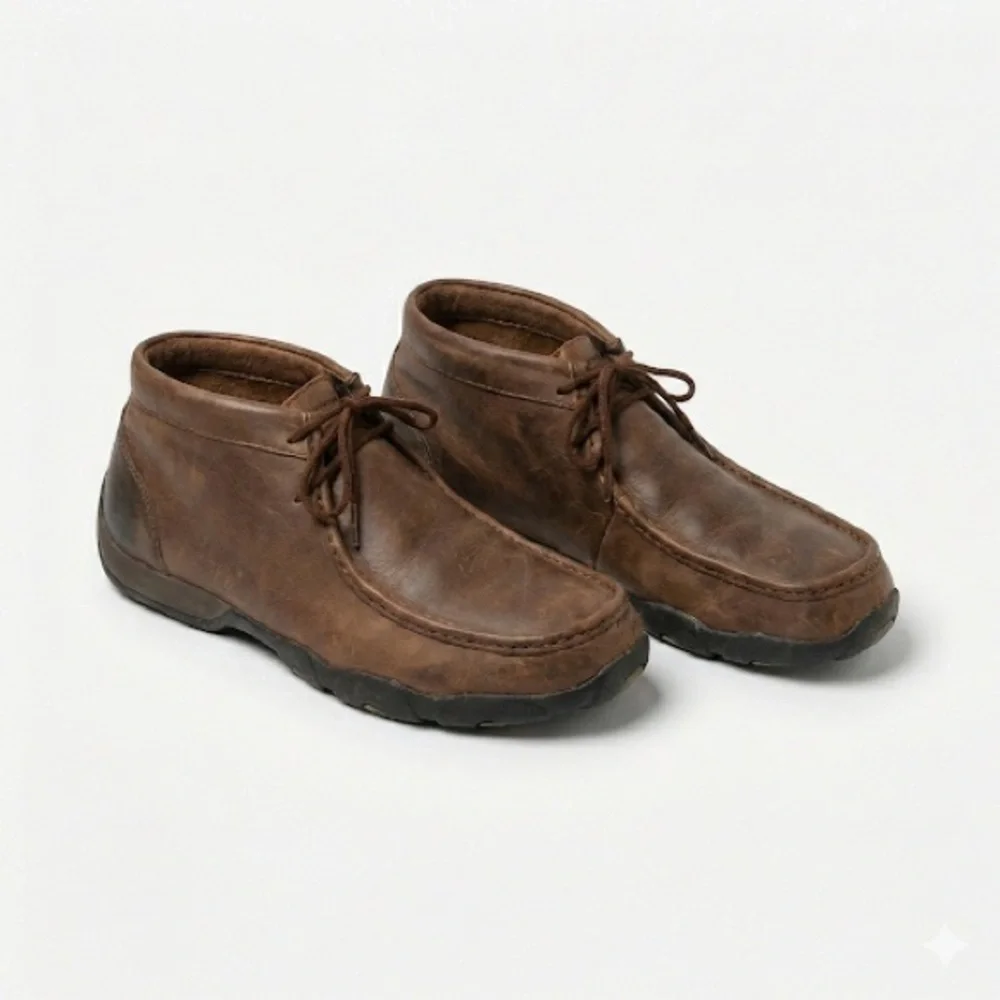 Twisted X Comfort Leather Moc Toe Chukka Shoes Brown 7.5
