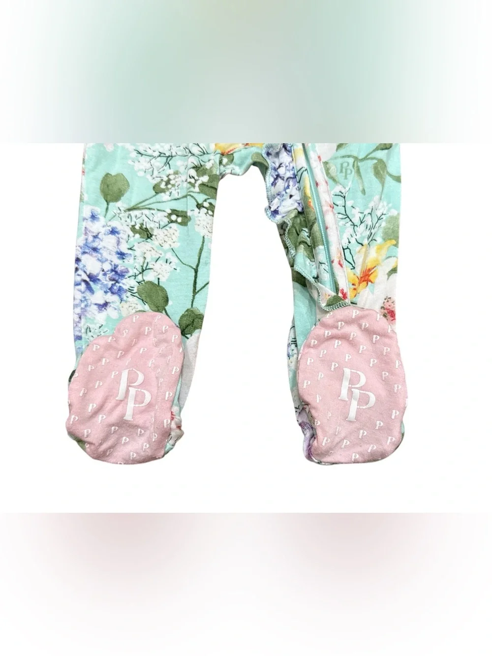 Posh Peanut Erin Bamboo Ruffled Footed Zippy Baby Girl Size 6-9 Months Floral