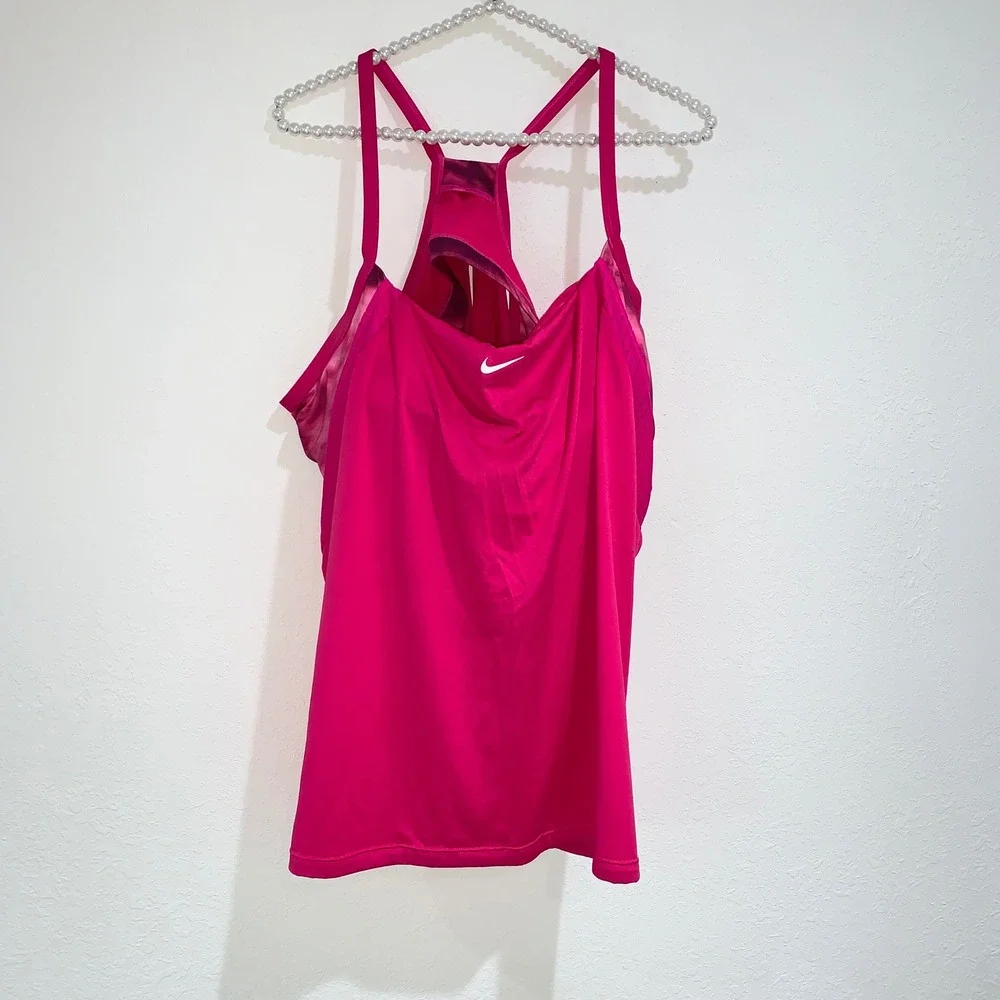 Nike Pink Racerback Swim Tankini Top with White Swoosh