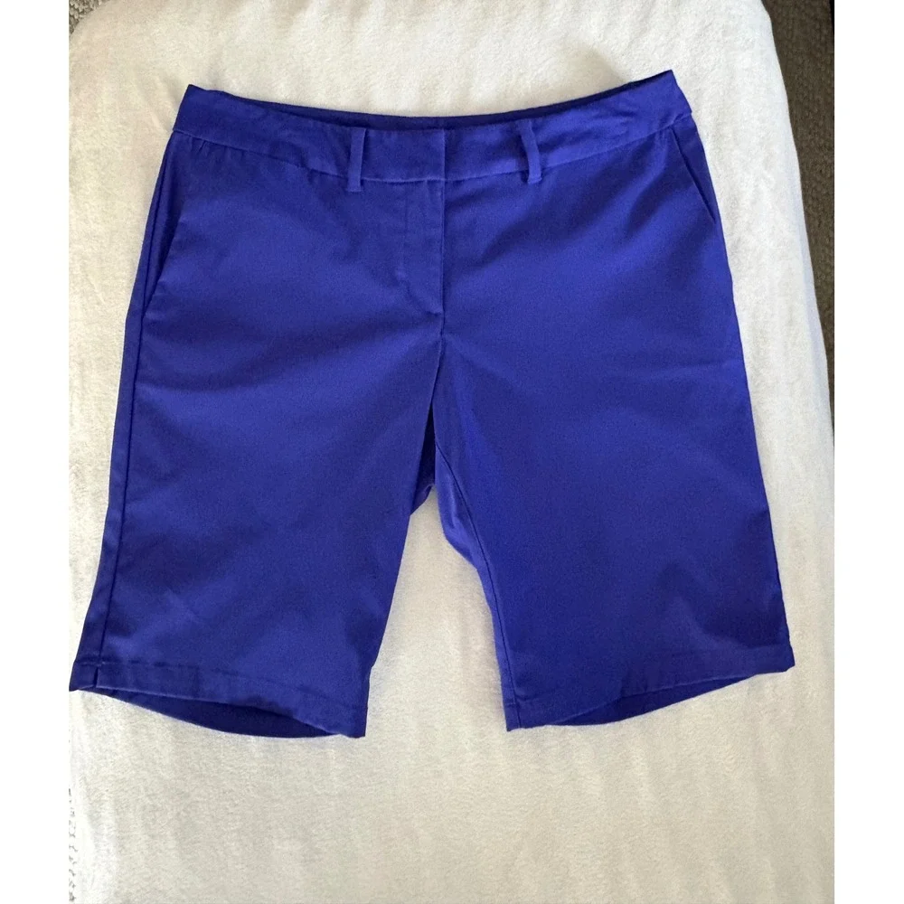 Nike Golf Dri-FIT Womens Shorts Size 8 Royal Blue Purple Flat Front Athletic
