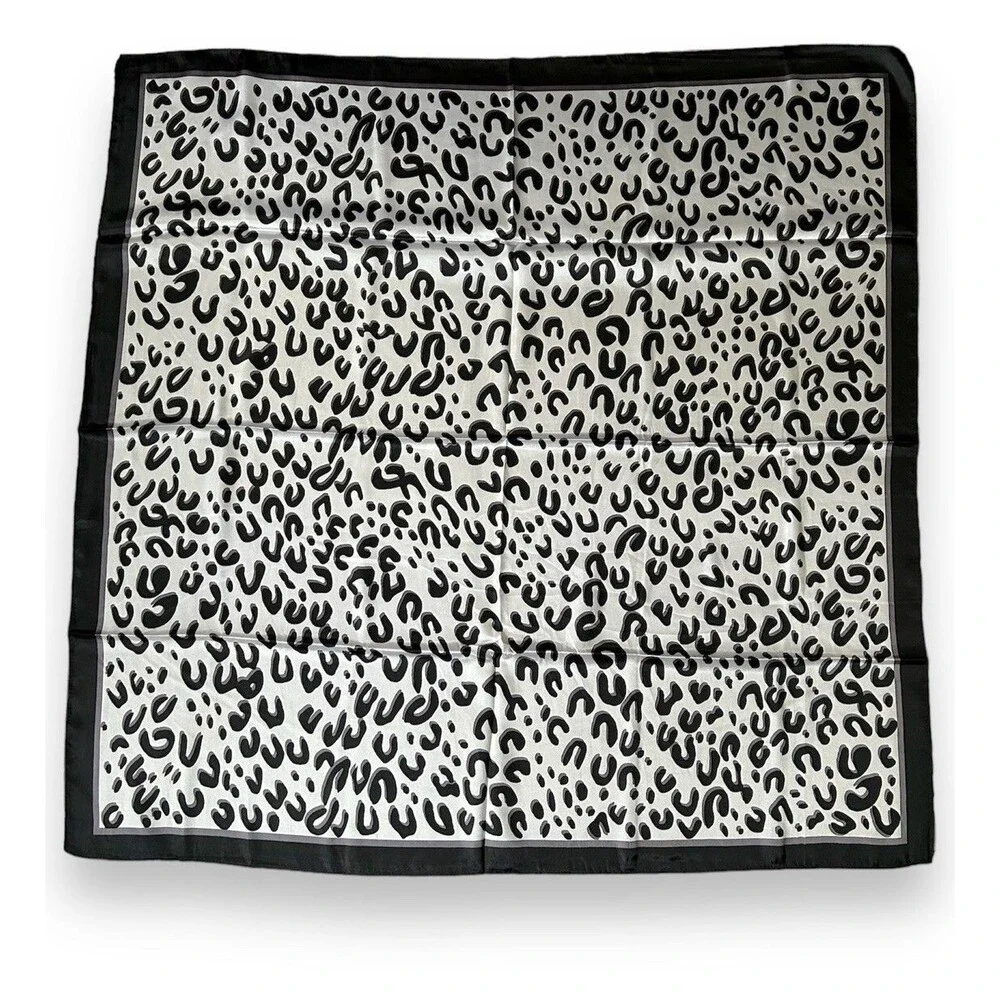Black White Cheetah Scarf Unisex Headscarf Tied 35” X 35” Scarve