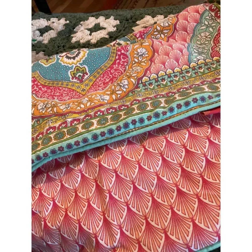 Lucida 100%Cotton Colorful Medallion Print Feathers  Pillow cover. 22”x22”