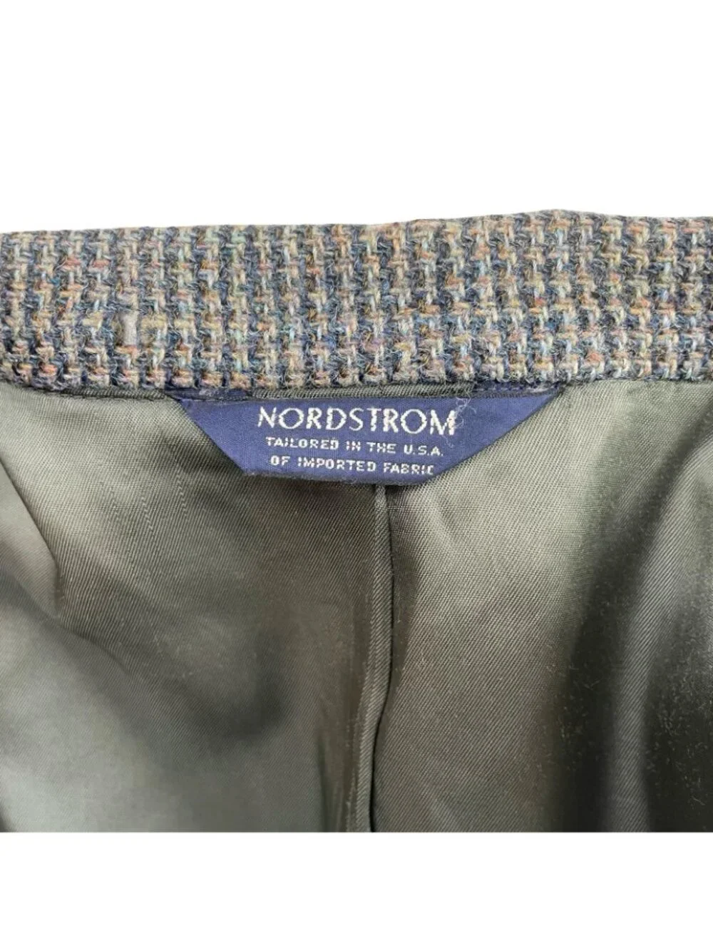VTG Harris Tweed x Nordstrom Men's 100% Wool Blazer Blue/Beige • USA • 44R