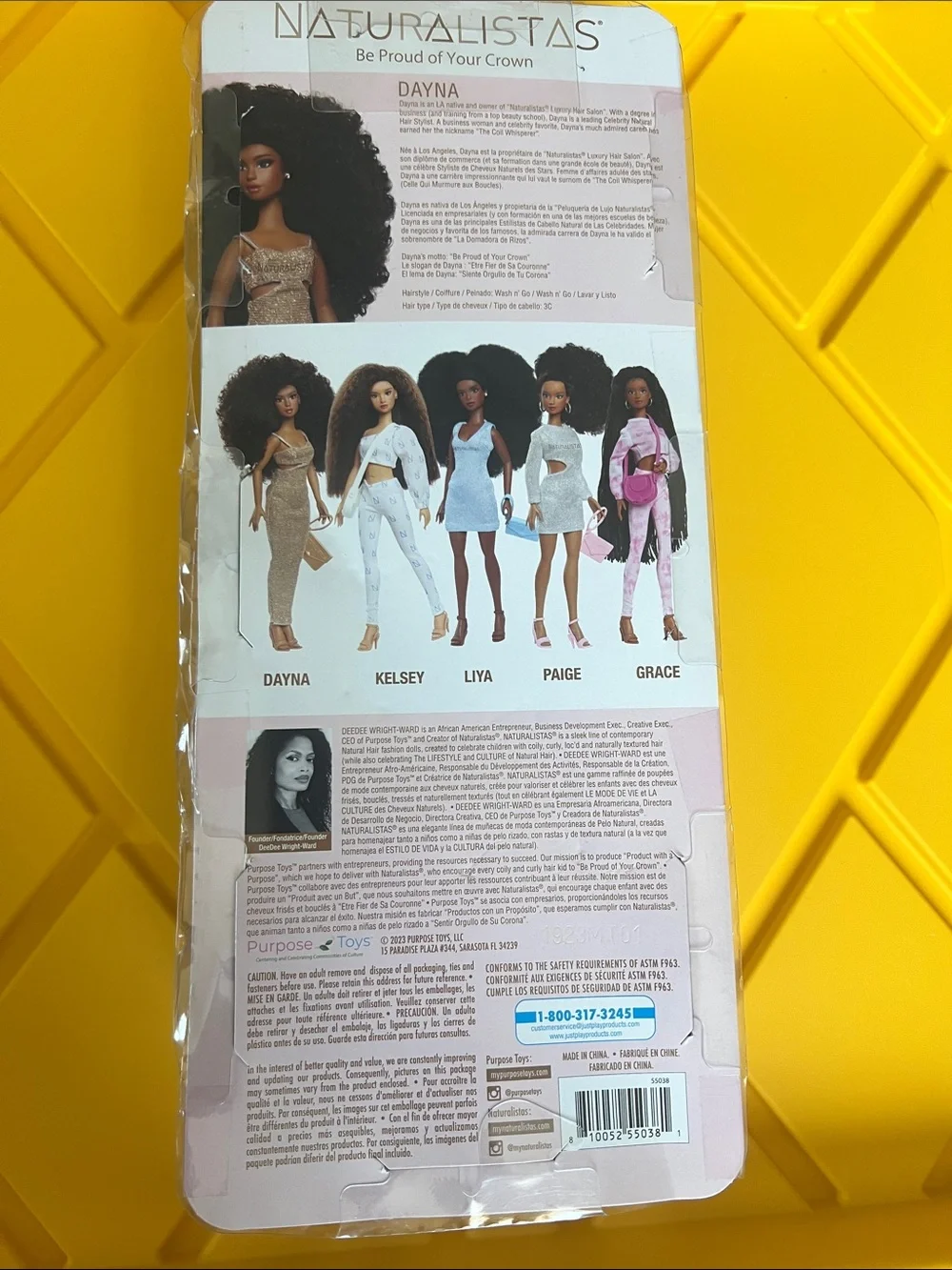 Dayna Doll in Champagne Dress - Natural Coils & Curls