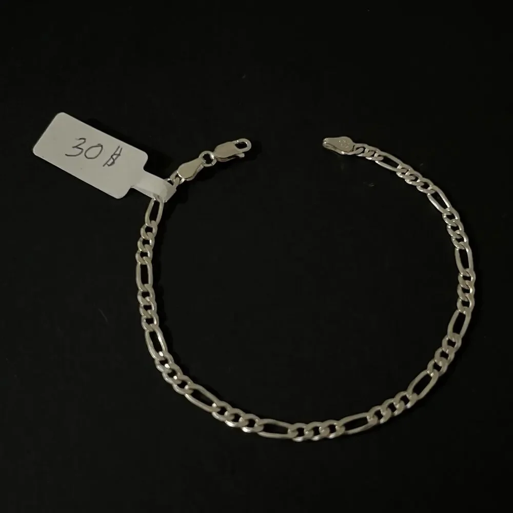 Esclava De Plata 925 Con Diseño Fígaro,Silver Bracelet - 8 Inch