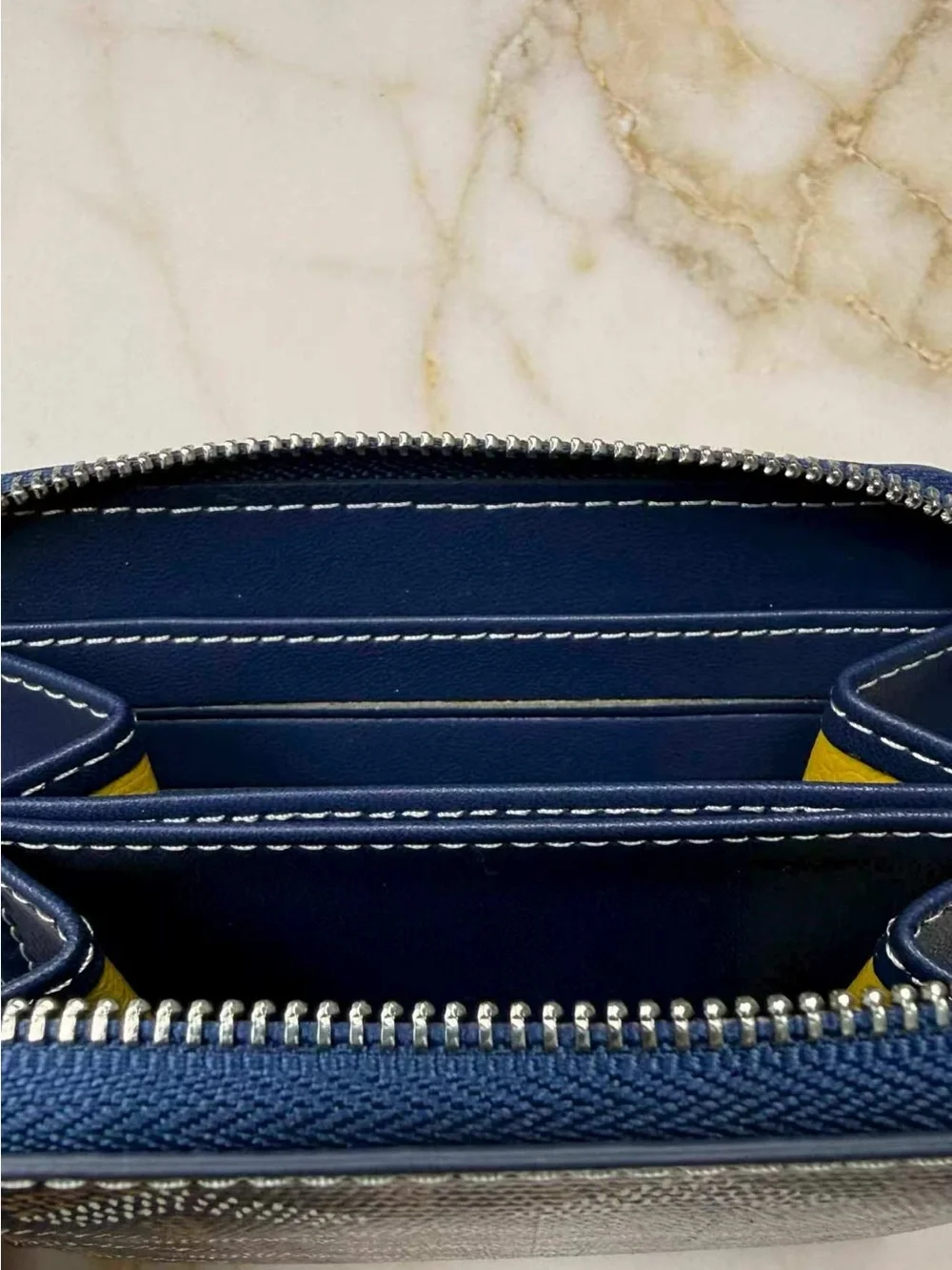 Goyard Black and Brown Coated Canvas Zip Card Holder