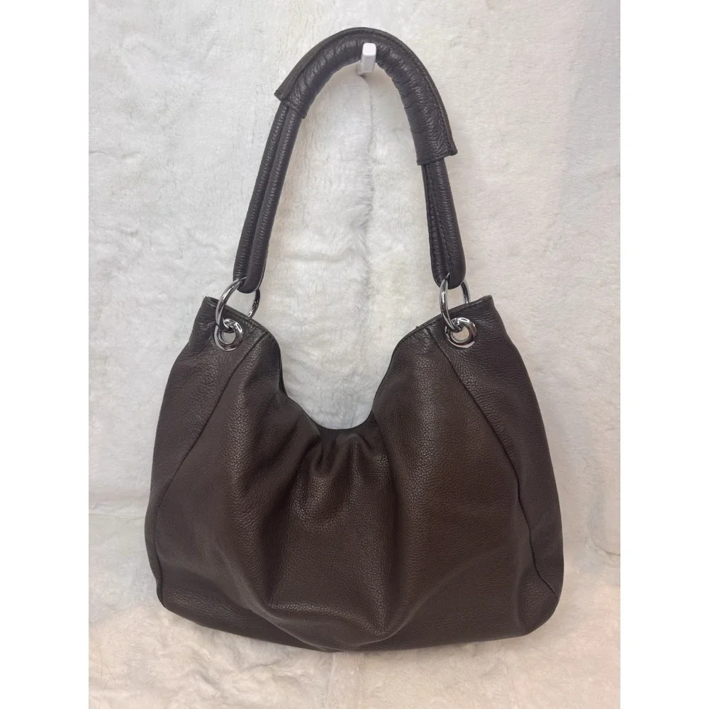 Dudubags Brown Pebbled Italian Leather Hobo Style Bag - Very Soft And Functional