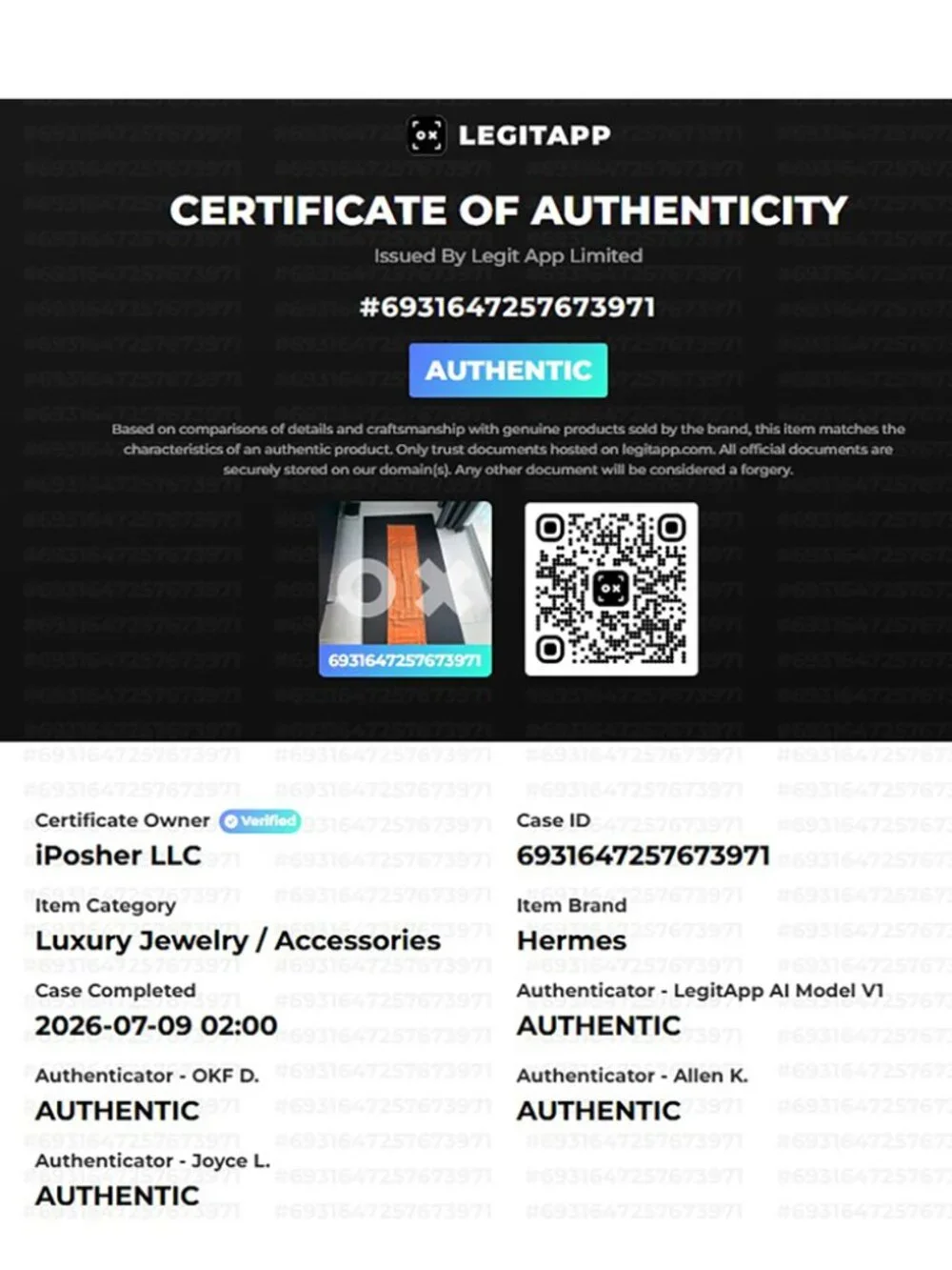 Hermes 100% authentic