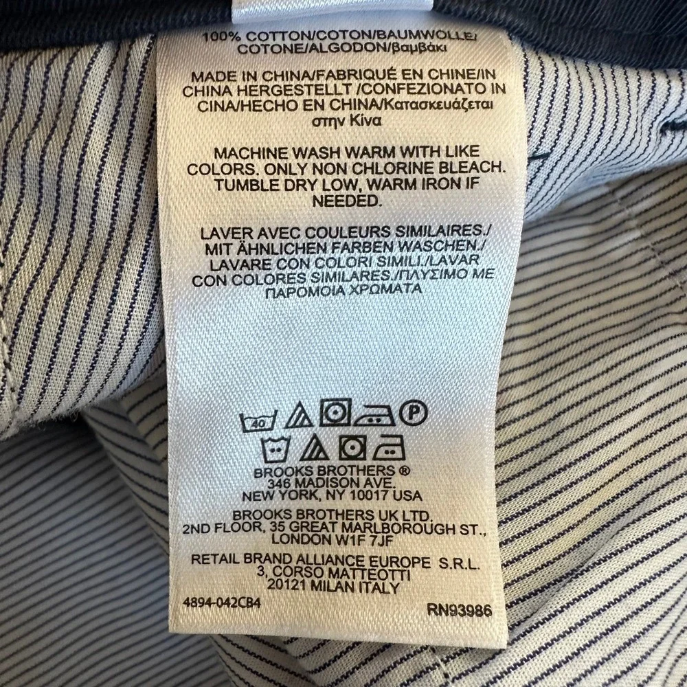 Brooks Brothers 346‎ Mens Navy Blue Chino Shorts 100% Cotton Size 34