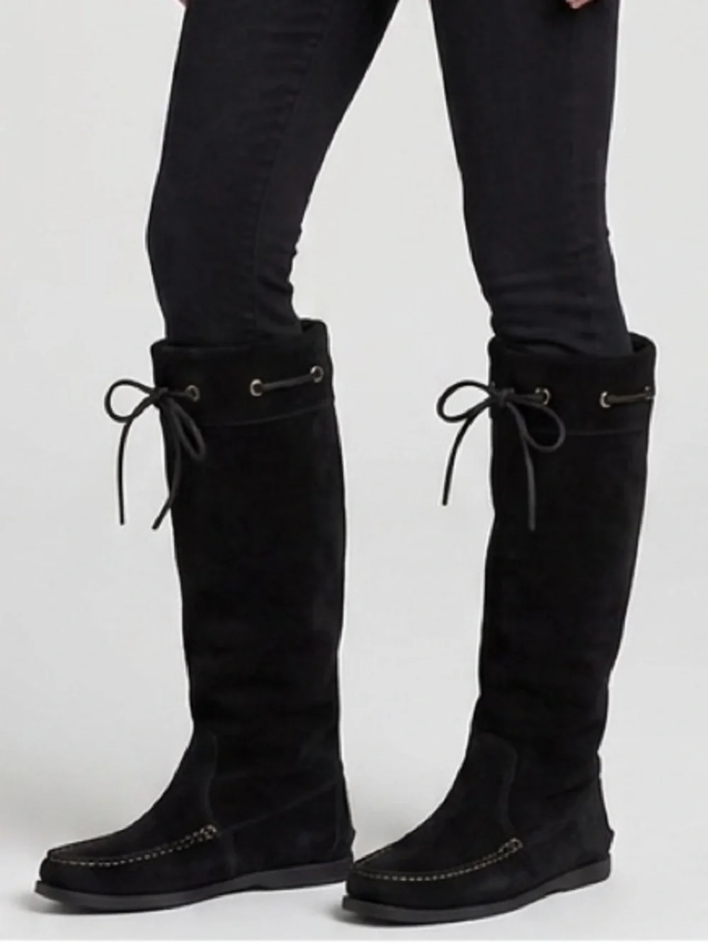 Sperry Top Sider Black Suede Knee-High mocassin Boots