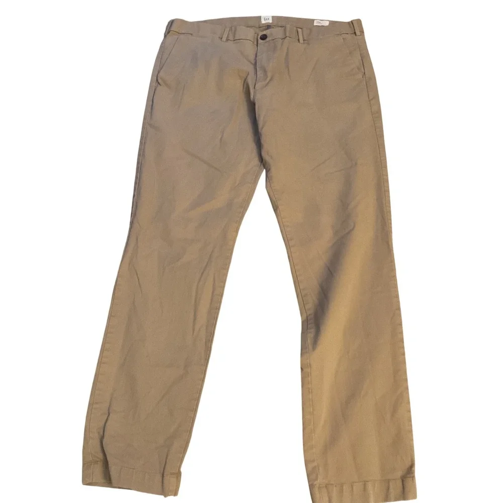 Gap Mens Athletic Fit Khaki Chino Pants Tan Beige 40x34‎ Cotton Blend Stretch