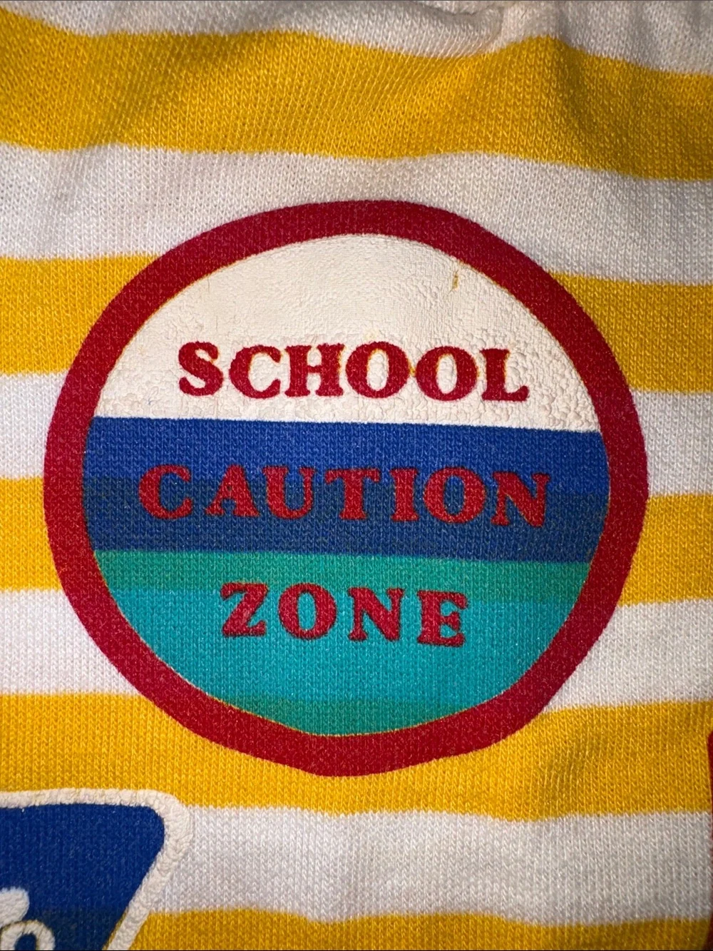healthtex Yellow & White Striped Sweatshirt with Road Sign Patches vintage 12m