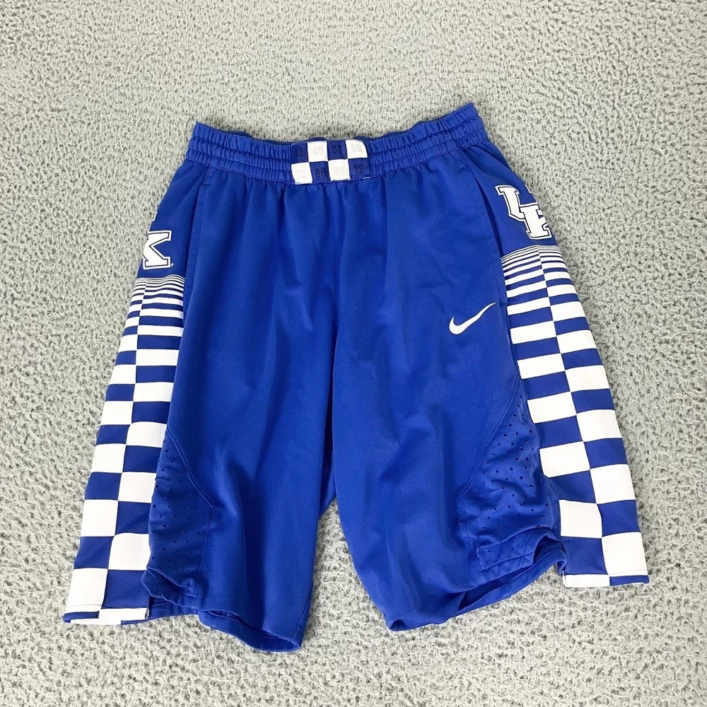 Kentucky Wildcats Shorts Mens Medium Blue UK NCAA Basketball Nike Checkered