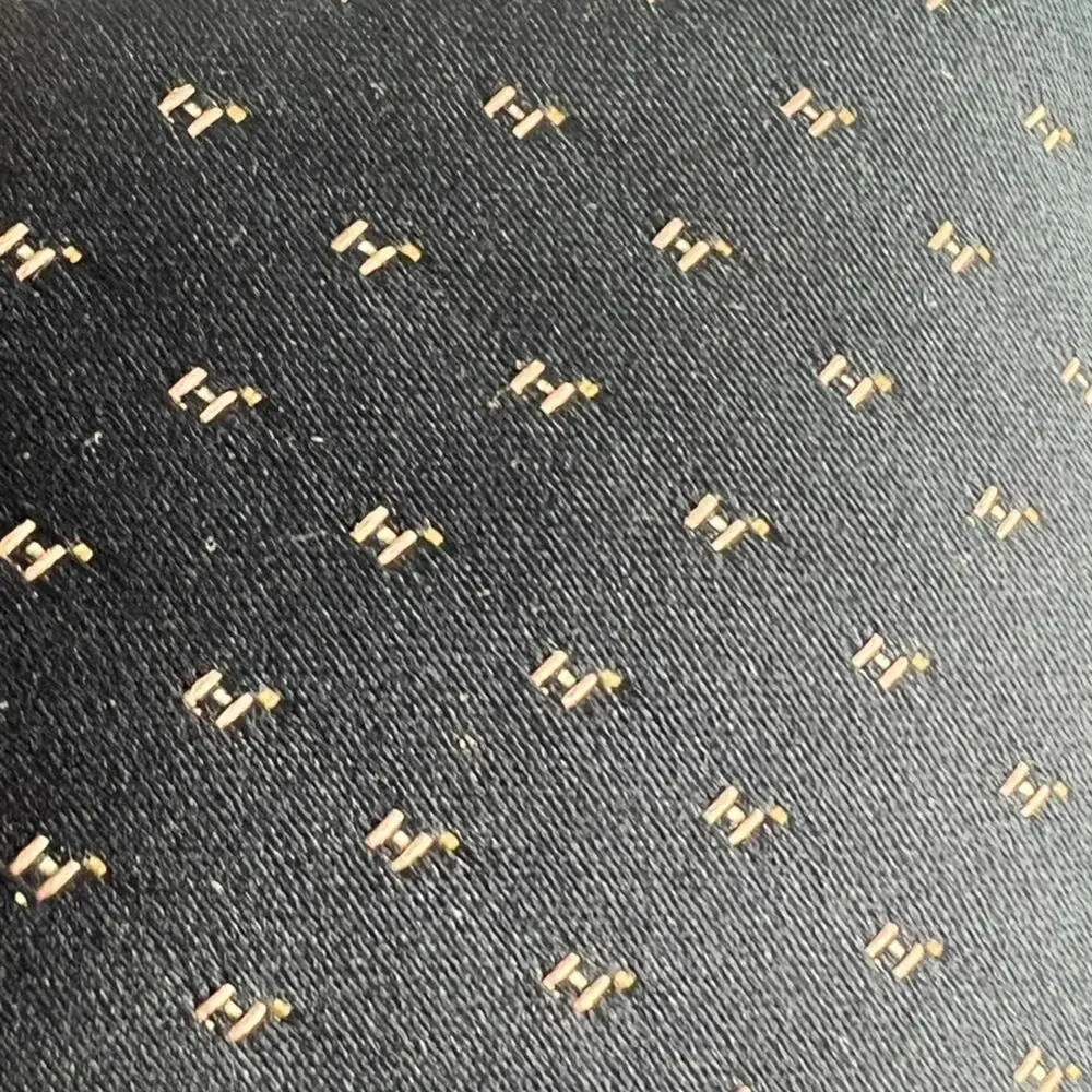Lanvin Paris Necktie Men's Navy Blue Striped Pin Dot Logo